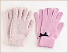 イメージ:レディースふわふわグローブ リボン刺繍/婦人手袋ベロアリボン付き