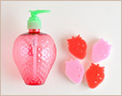イメージ：ソープディスペンサーボトルいちご／メラミンスポンジ　いちご柄